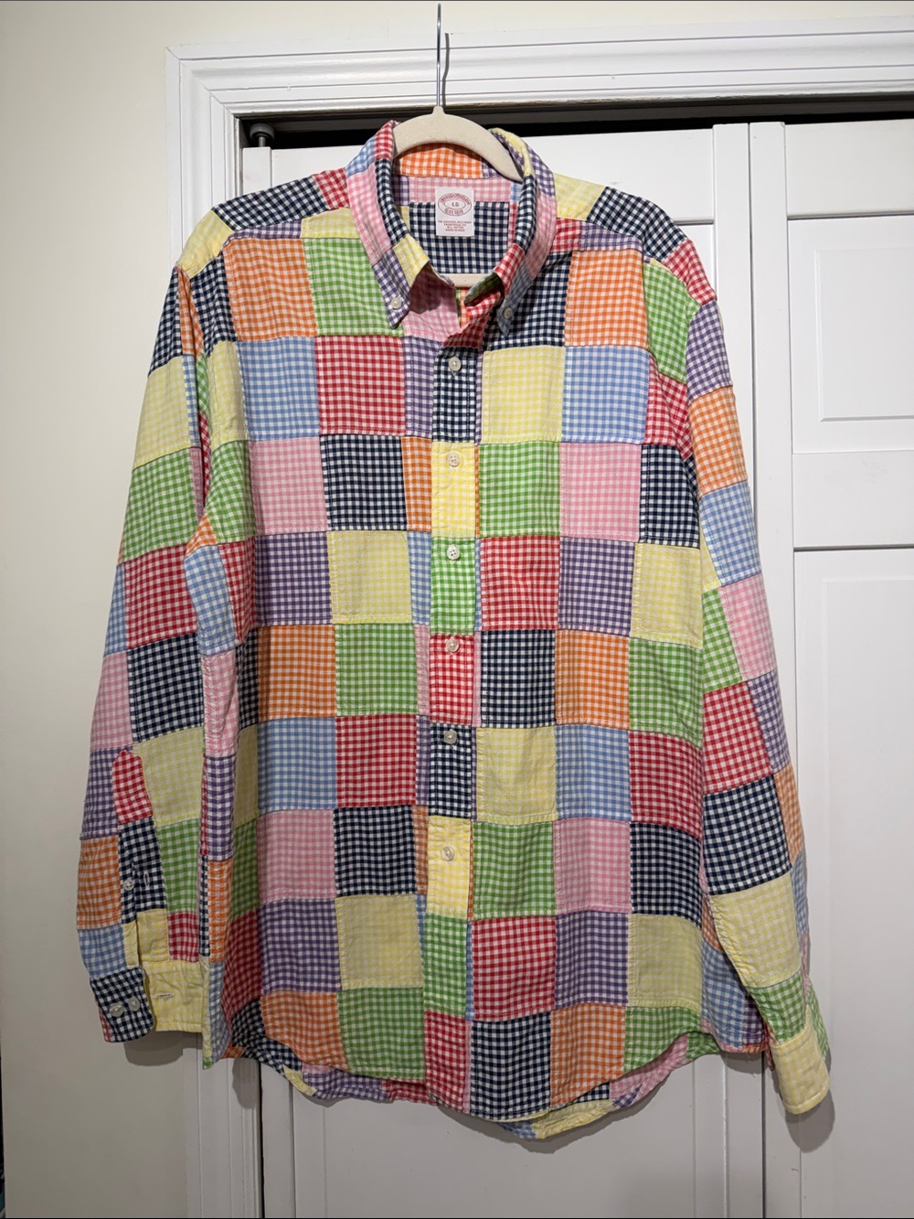 Brooks Brothers Multicolor Gingham Check Cotton Button-Down Shirt L